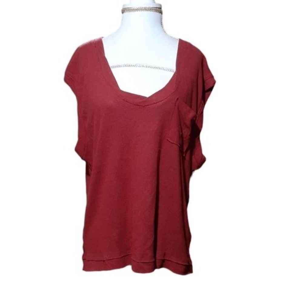 Free People Sleeveless Tee One Pocket Boho Top Terracotta Brick Sz Small